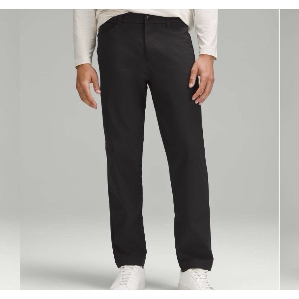 Lululemon ABC Relaxed Fit 5 Pocket Pants Warpstreme Men's Sz 34x30 Black Office